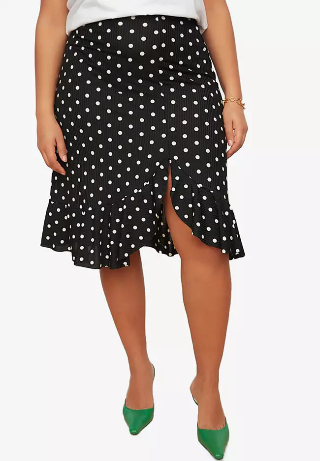 Buy Trendyol Plus Size Polka Dot Skirt Online ZALORA Malaysia