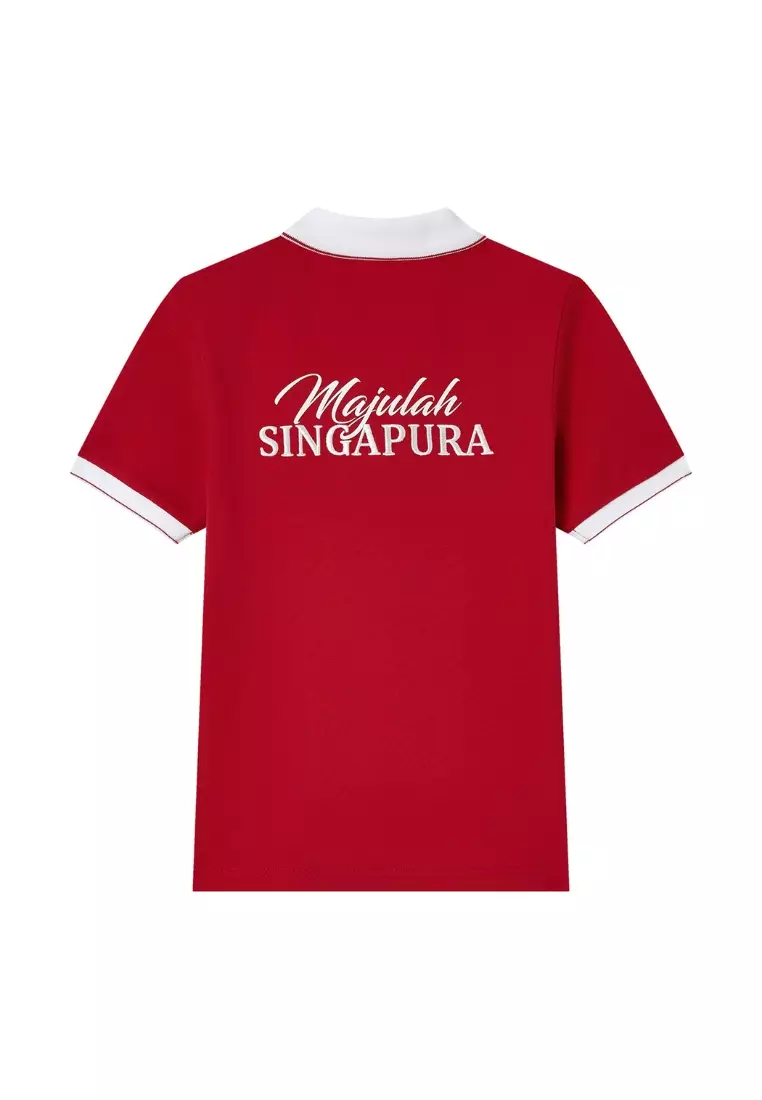 Giordano Men NDP 2026 Collection Slim Fit Lycra Zip Polo Shirt (Singapore National Day Parade)