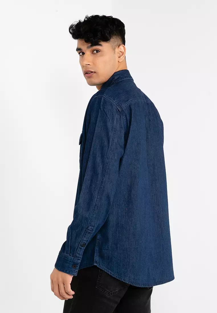 Harley davidson shop blue jean shirt