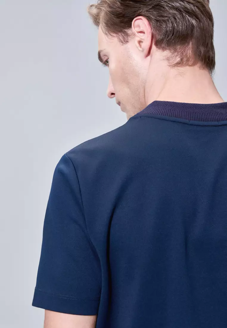 藏青冰感厚磅半高領T-shirt