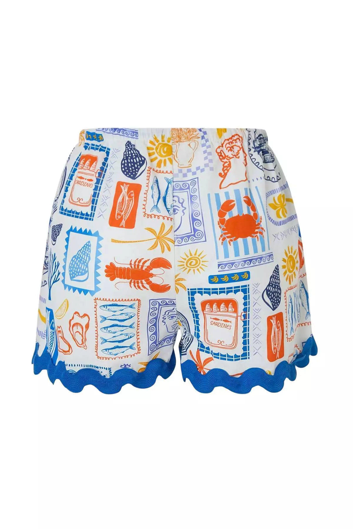 Underwater Mix Pattern Woven Stripe Beach Shirt-Shorts Set Tbess25Au47