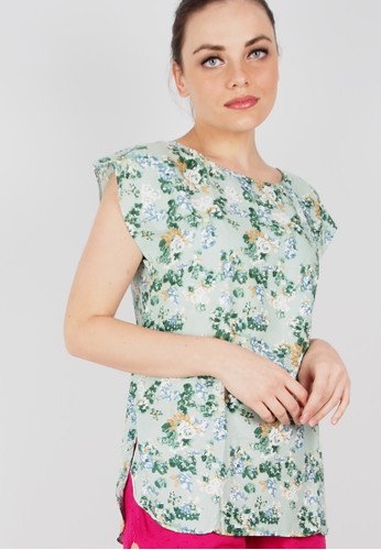 Ownfitters Lydia Floral Tops - Green