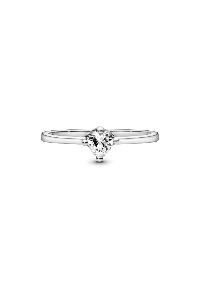 Clear Heart Solitaire Ring
