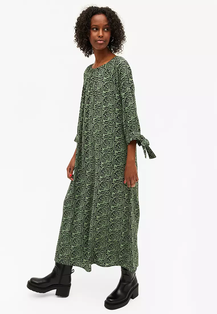 Long sleeve midi smock hot sale dress