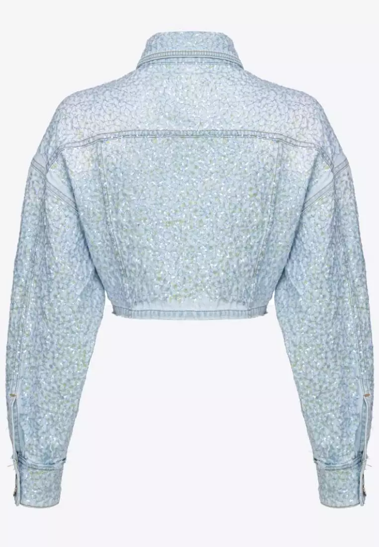 Cropped denim jacket with sequins
