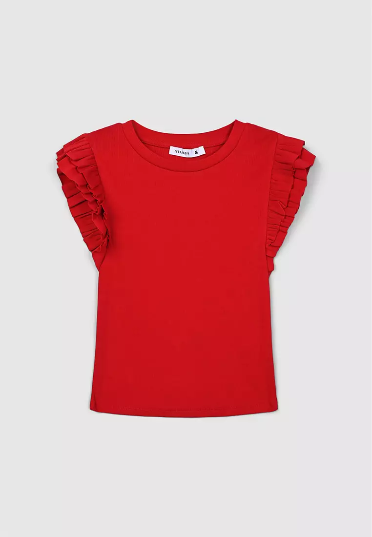 Woman Ruffled Sleeves T-Shirt