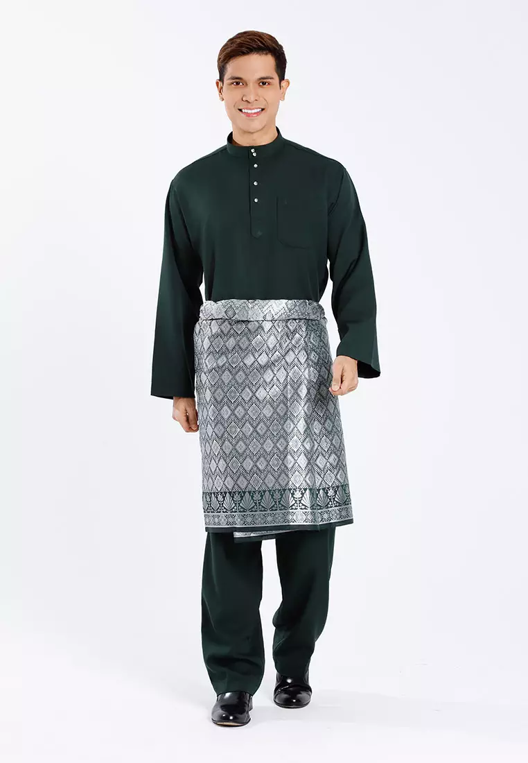 Alain Delon Baju Melayu Regular Fit Sedondon anak Budak - 19025001-49DarkGreen