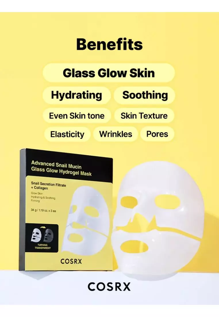 Cosrx Snail Set(Snail Cleanser 150ml+96 Essence 100ml+92 Cream(Jar)100ml+Snail Eye Cream 25ml+ Hydrogel Mask Box 3's)