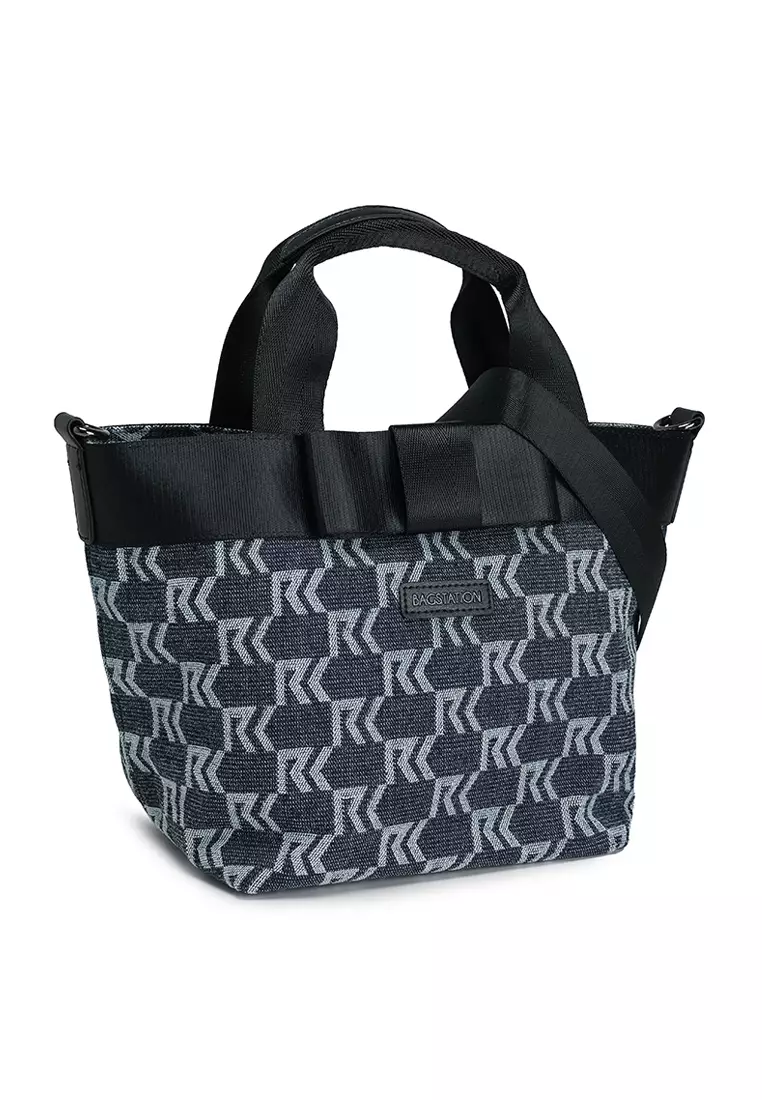 Denim Fabric Convertible Top Handle Bag