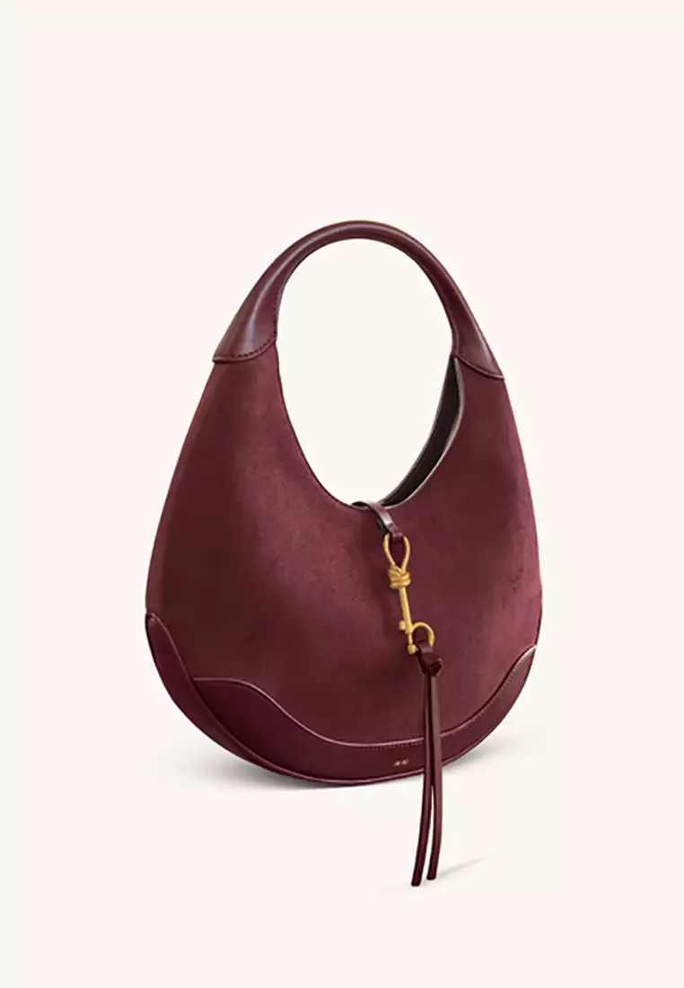 Colette Faux Suede Crescent Hobo Bag – Deep Claret
