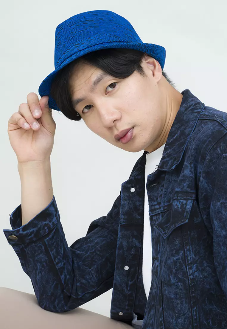 Topi fedora cowboy hat fedora linen biru houseofcuff