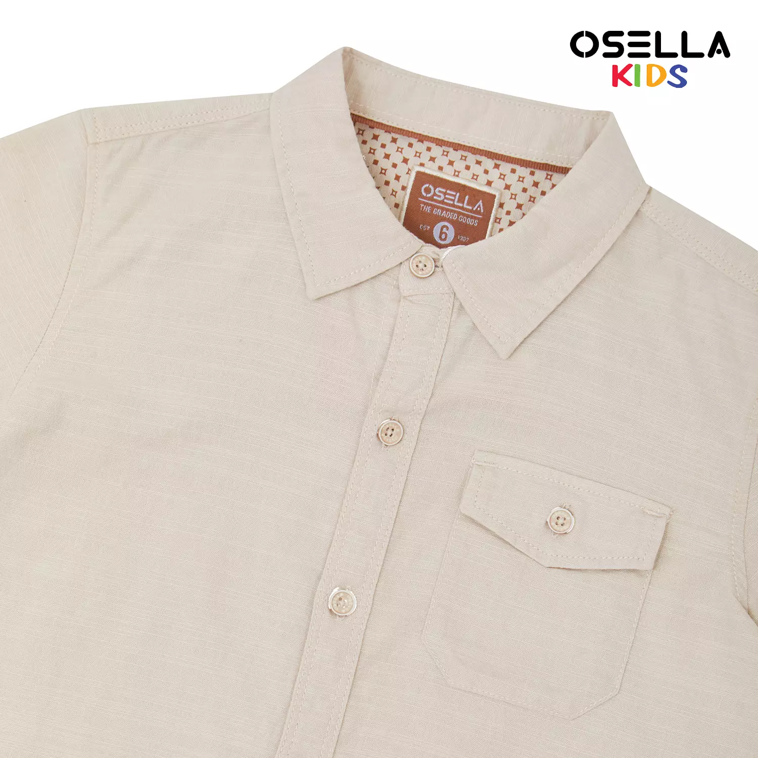 [NEW] Osella Zahir Linen Slub Long Sleeve Solid Shirt 2237500388 | Atasan Kemeja Lengan Panjang Anak Laki Laki