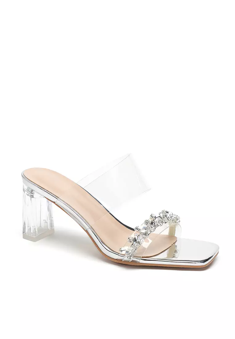 Clear heel sandals size on sale 12