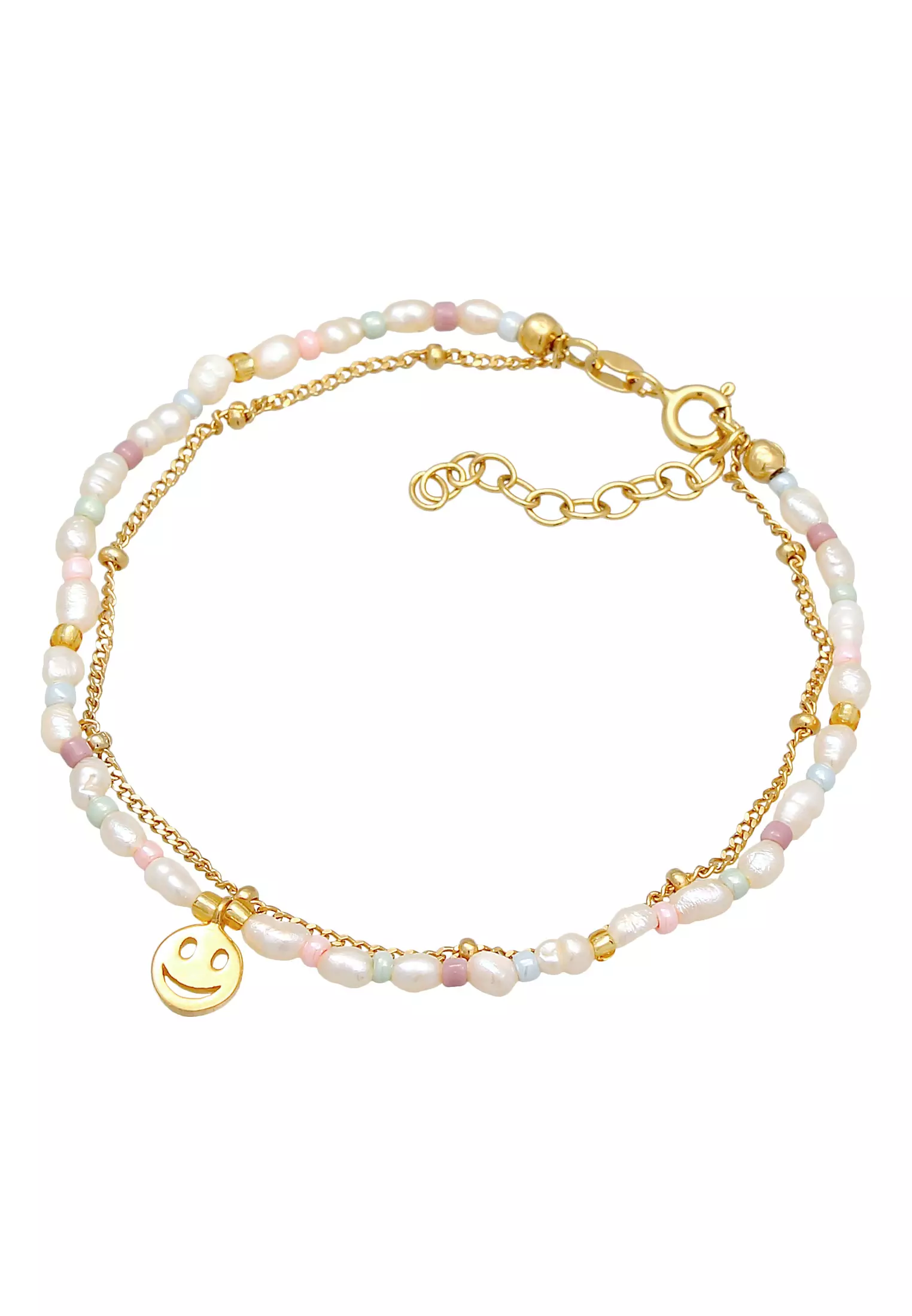 Buy ELLI GERMANY Bracelet Layer Smiley Freshwater Pearl Beads Gold