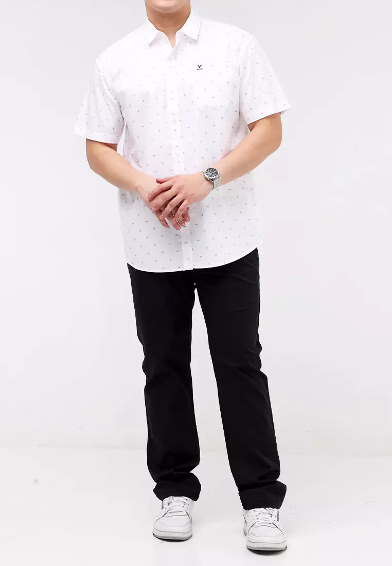 Woven Printed Poplin Short Sleeves Polo