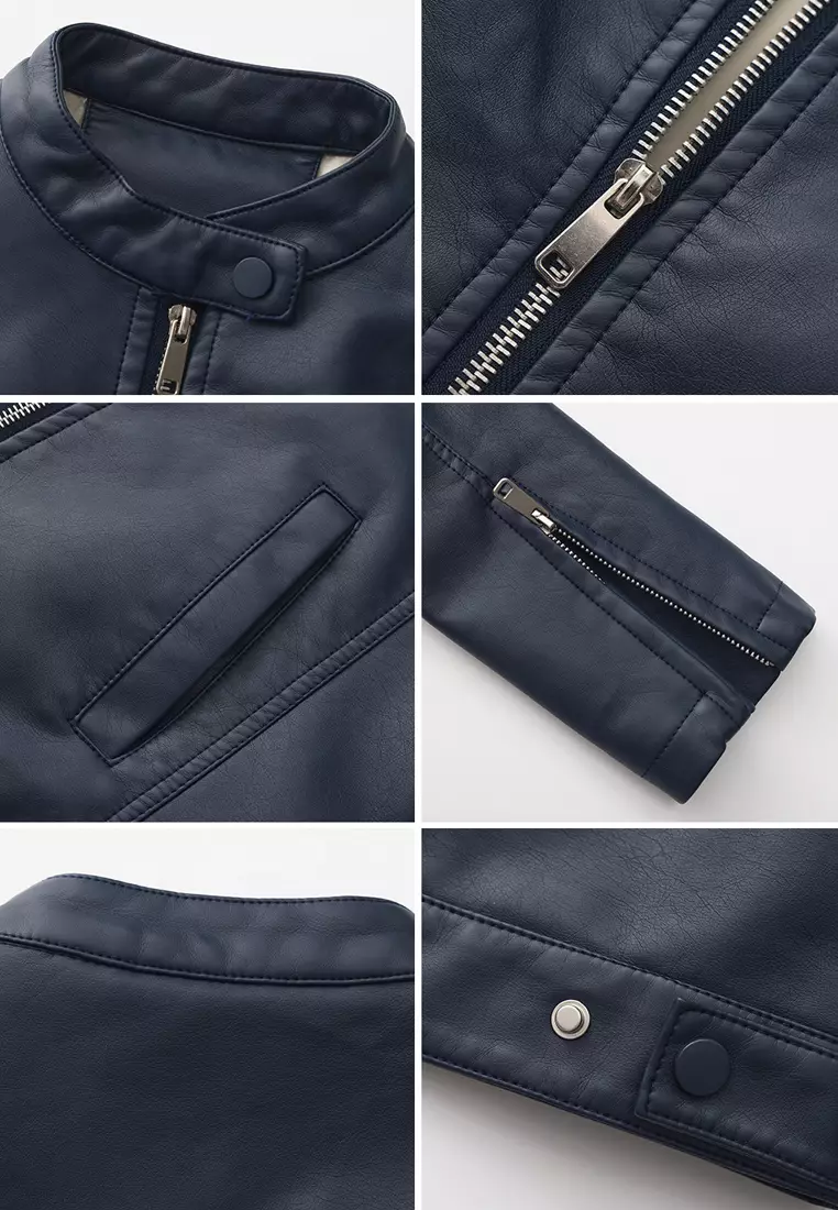 Faux Leather Biker Jacket AD-M25PJ46