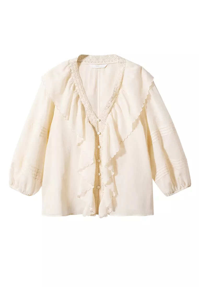 Buy Mango Ruffled Puff Sleeves Blouse 2024 Online | ZALORA Philippines