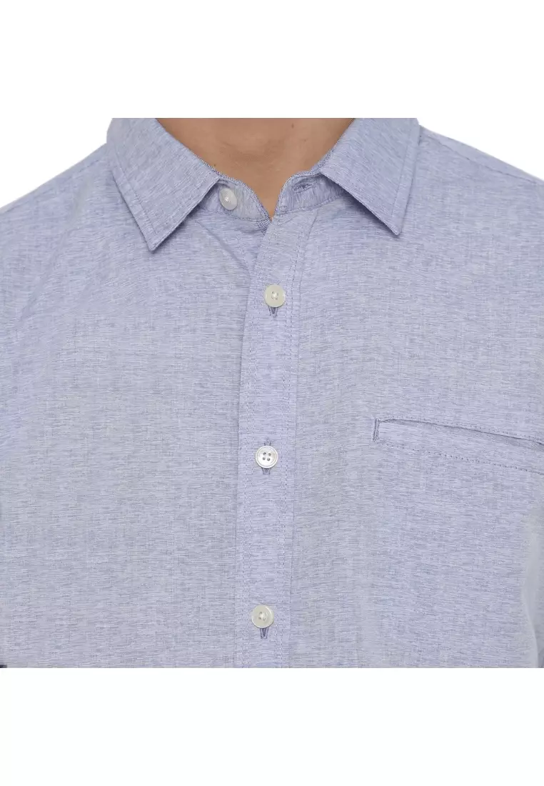 RBJ Kemeja Polos Cotton Slub Biru Regular Fit Pria