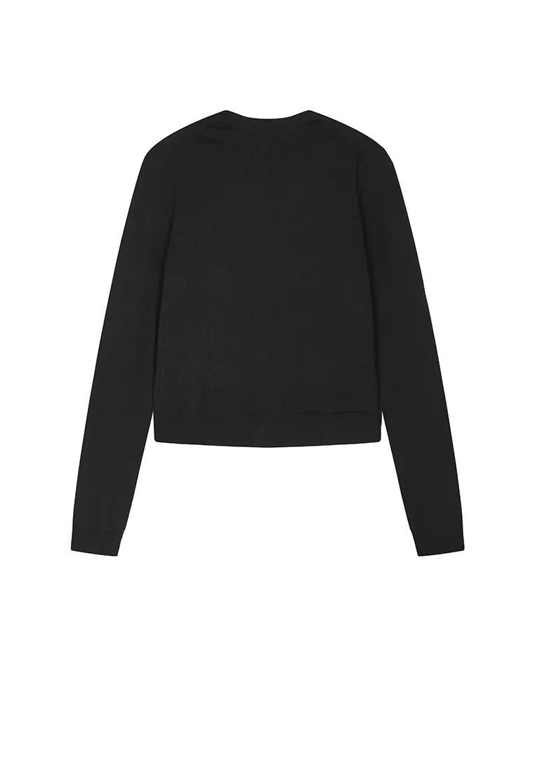 巴素兰羊毛修身短款开襟针织衫