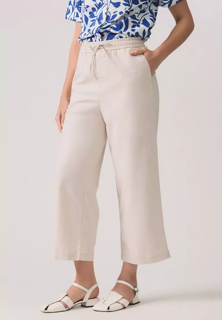 Linen Trousers With Drawstring Detail
