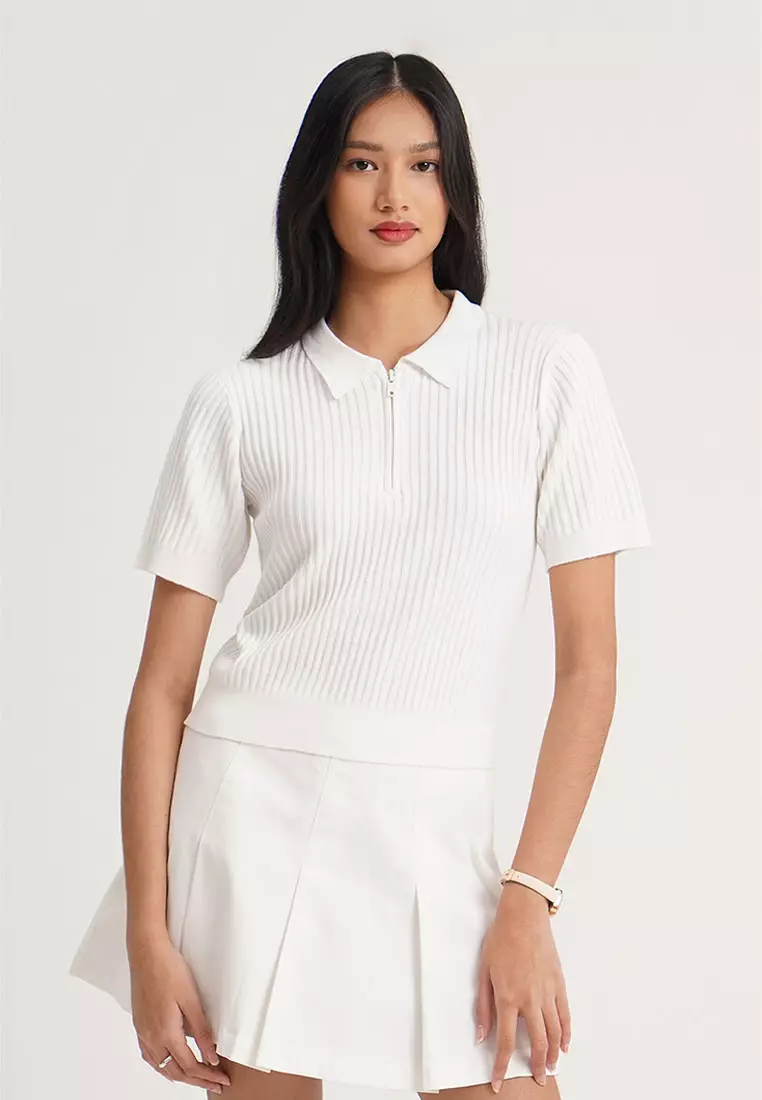 Buy Penshoppe Short Sleeves Slim Fit Ribbed Knit Polo 2025 Online