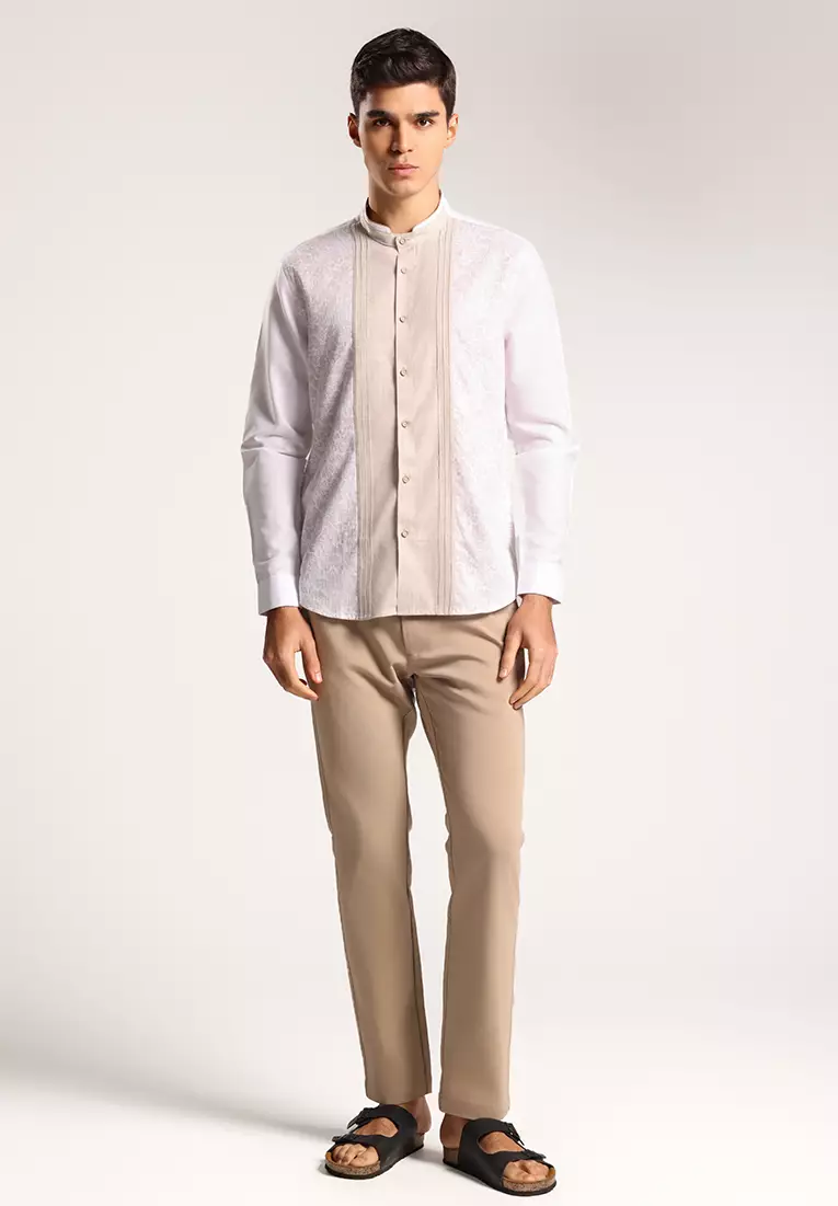 MOC Kemeja Koko Lengan Panjang Pria Maqdis - White