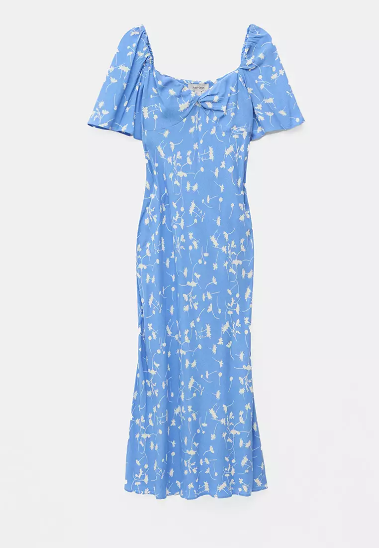 Flutter-Sleeve Midi Dress