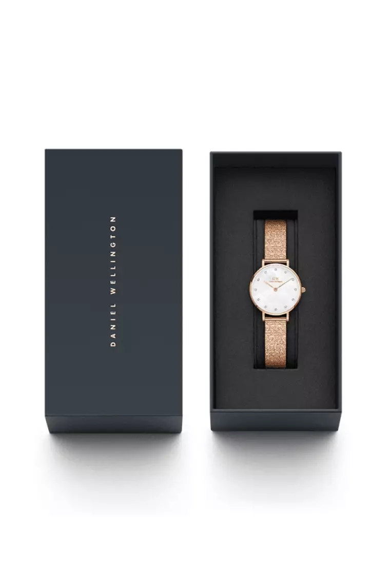 Petite 28mm Pressed Lumine White Dial Rose gold - Crystals Watch for women - Women's watch - Fashion watch - DW Official - Authentic - Crystals