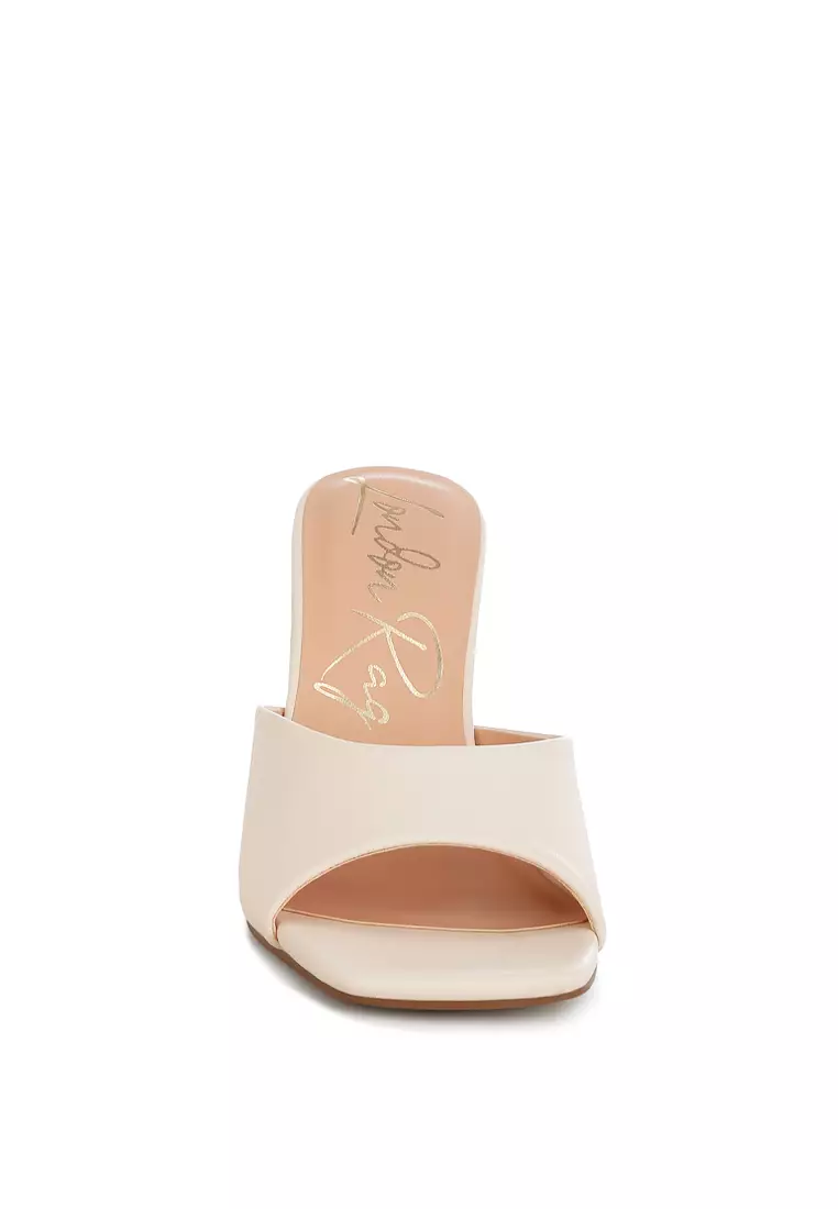 Recycled Faux Leather Wedge Sandals in Beige