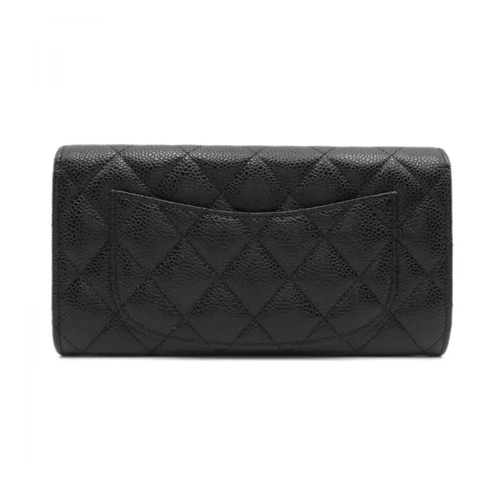 Classic Flap Caviar Long Wallet Black Shw