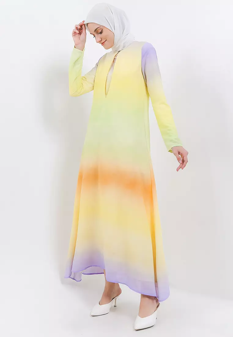 Juna Maxi Dress In Purple Orange Shades