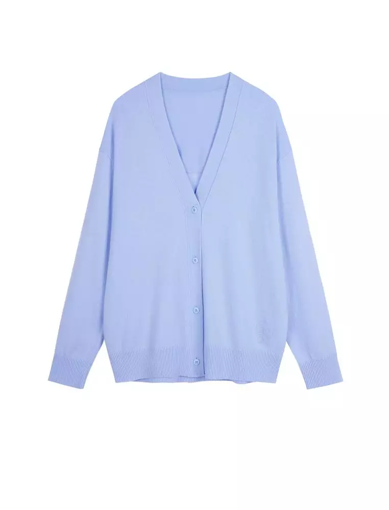 Midi V-Neck Cardigan Cashmere Sweater