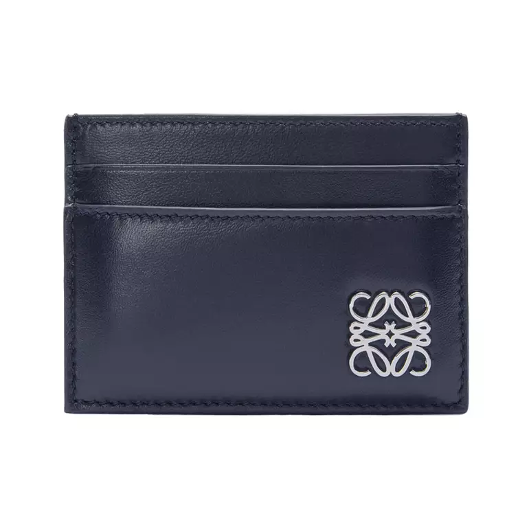 Puffer Anagram Plain Card Holder In Shiny Nappa Calfskin Deep Navy