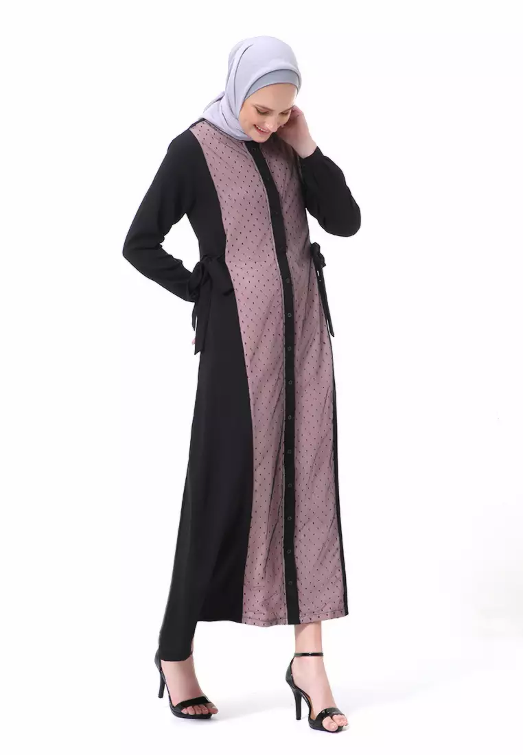 Palupi Dress Gamis Muslimah Wanita Lengan Panjang Regular Fit High Quality - Pink