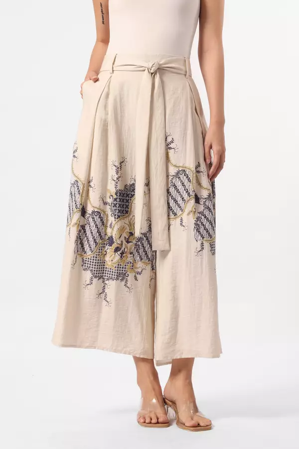 MINIMAL - Kanza - Kulot Motif Parang - Beige Warna Beige