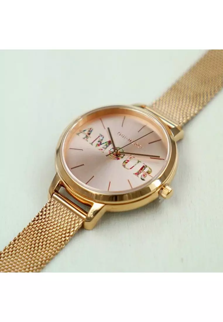 [Sustainable Watch] Oui & Me Fleurette 34mm Rose Gold Stainless Steel Women's Quartz Watch ME010043