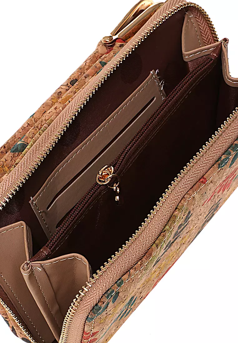 Tas Selempang Wanita Leaf Motive Dompet Sling Bag Multifungsi Many Slot Material Kulit Leather ORIGINAL