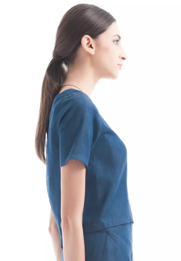 Short Sleeve Denim Blouse