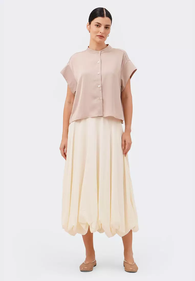 Women's Pleated Back Round Panel Shirt