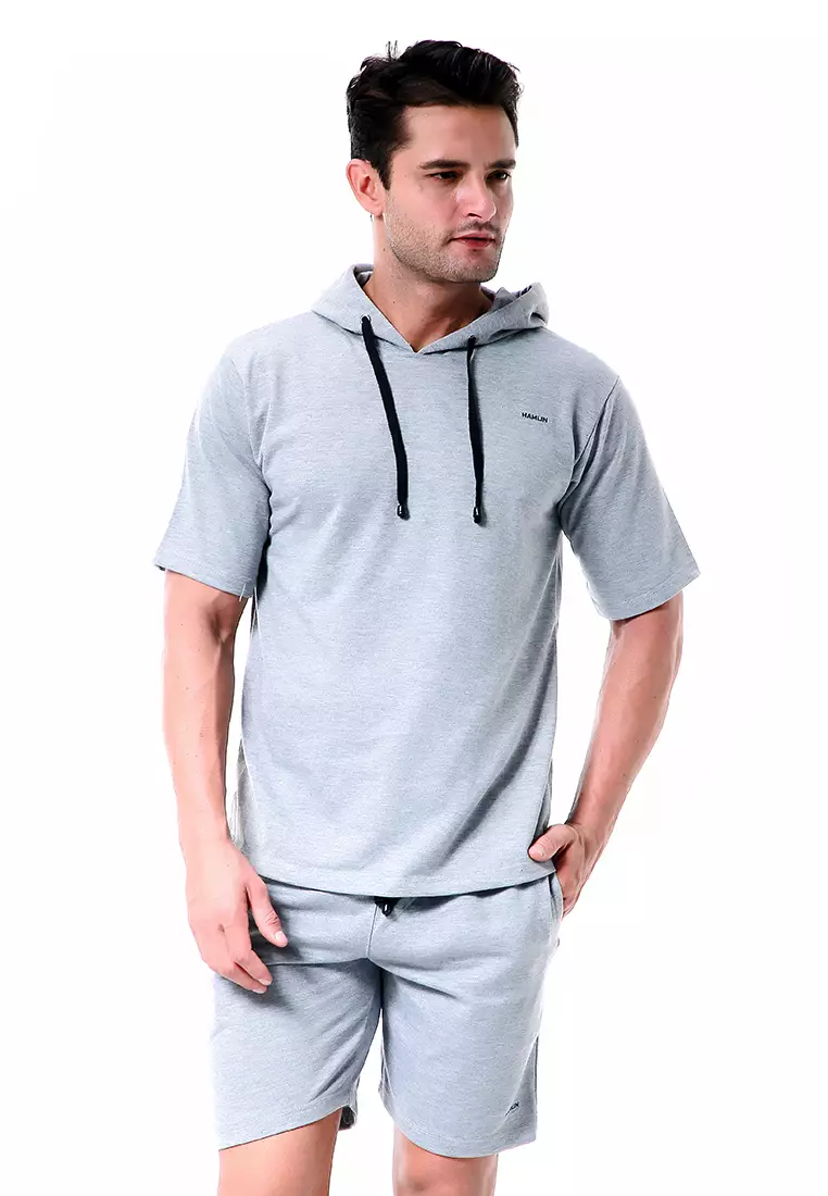 Vincent Setelan Hoodie Pria Sweatshirt Set Casual Motif Polos Material Baby Terry ORIGINAL - Gray