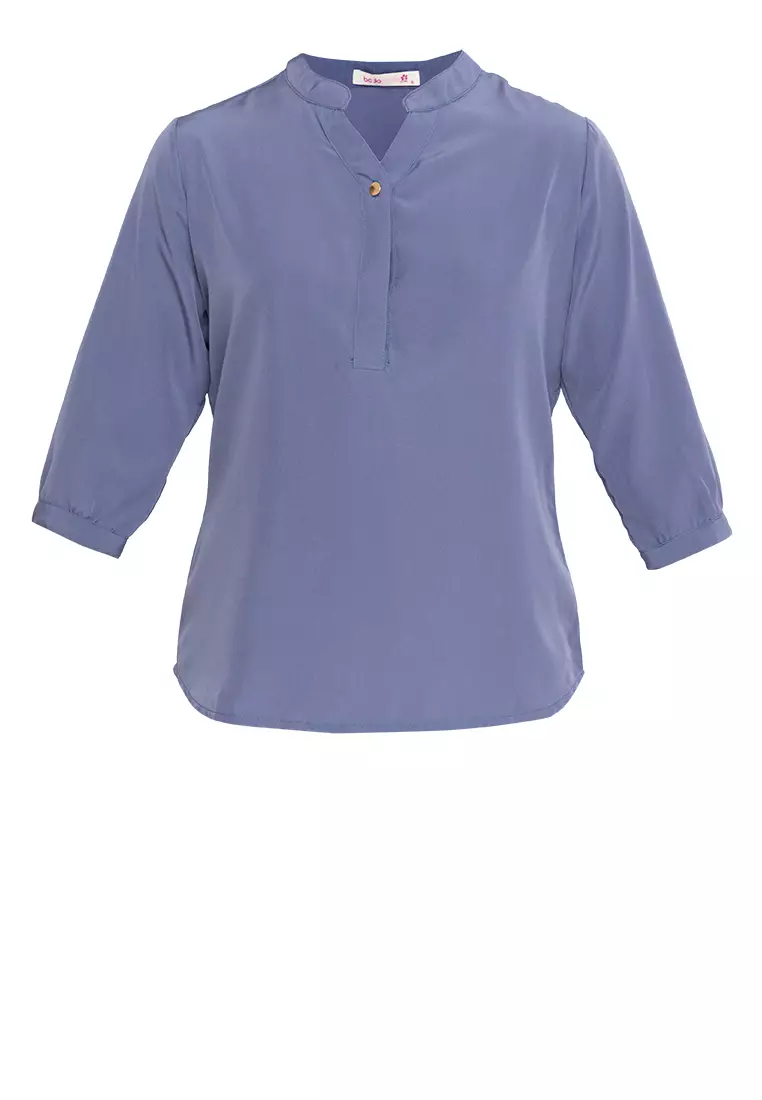 Lars Mandarin Collar 3/4 Sleeve Top