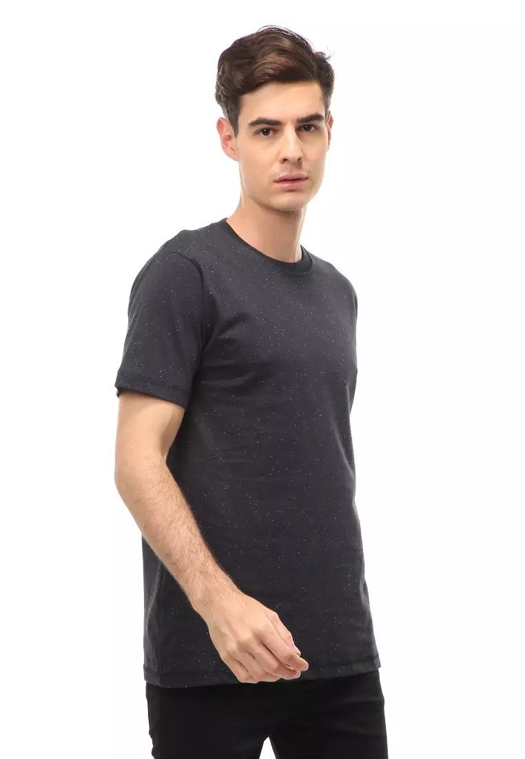 Jack T-Shirt Atasan Kasual Kaos Polos Polka Pria Lengan Pendek Material Cotton ORIGINAL - Black