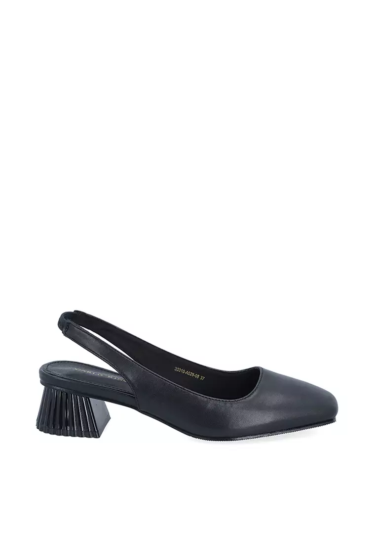 Discount on Carlo Rino  shoes - SKU: Black Fluted Flare Heel Pumps