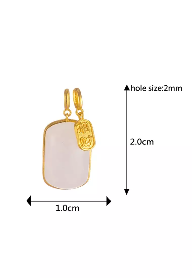 LITZ 999 (24K) Gold and Jade Pendant P157