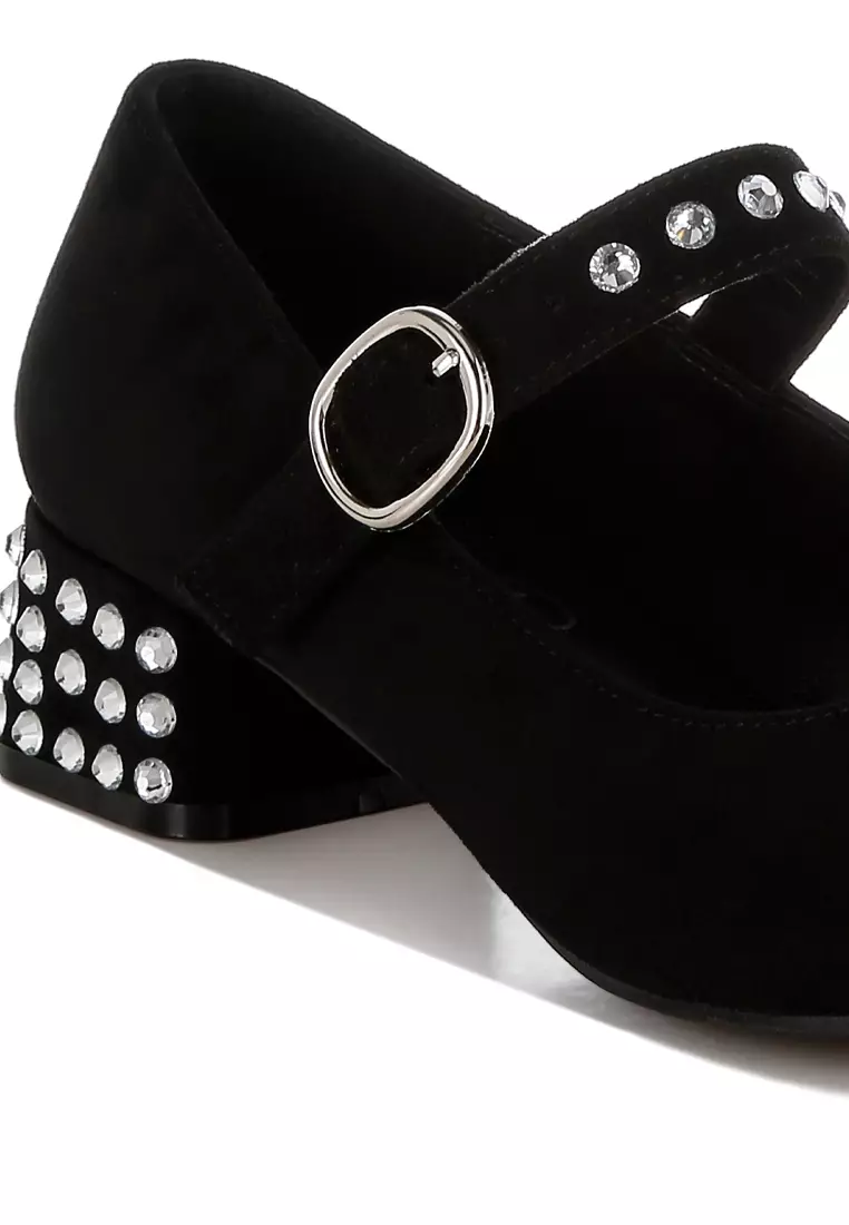 Studded Mary Jane Pumps In Black