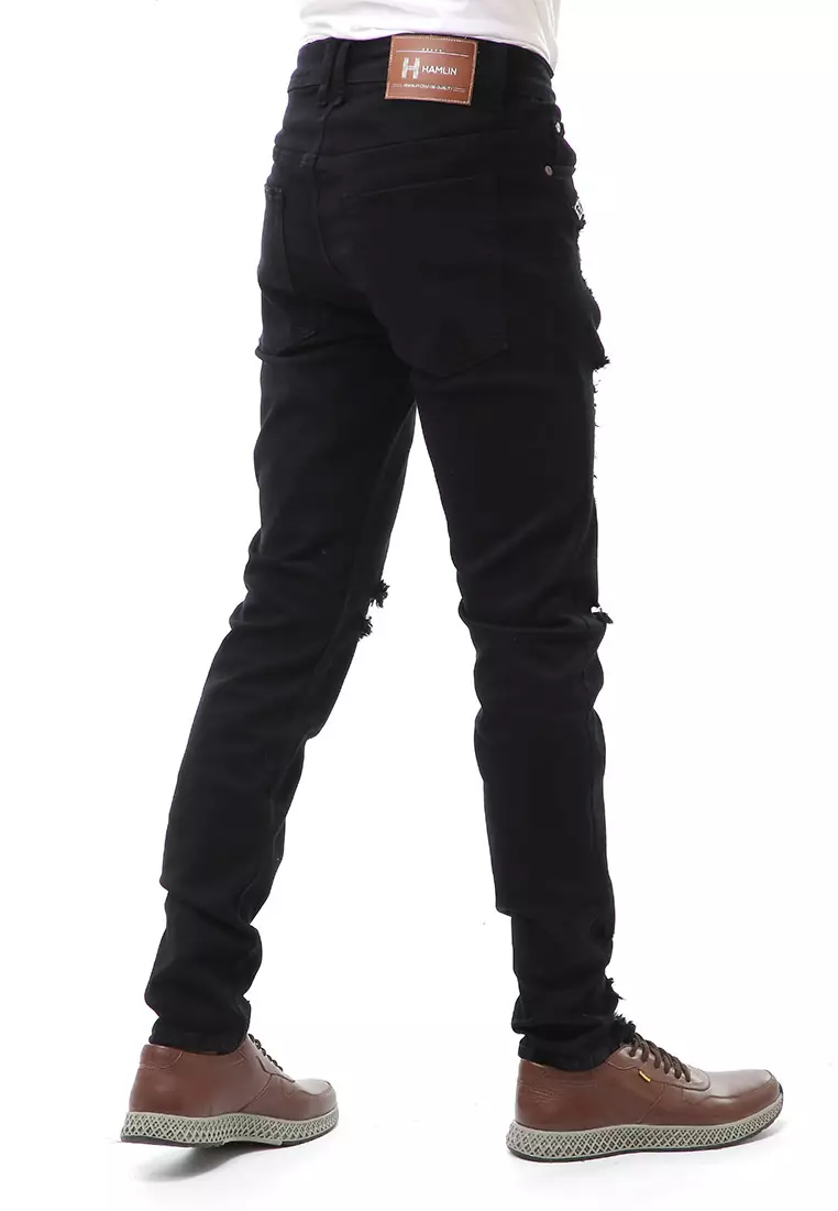 Locko Long Pants Celana Panjang Pria Ripped Jeans Material Denim ORIGINAL - Black