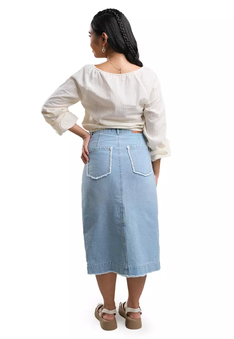 Textured Peasant Top With Embroidery And Braided Cord