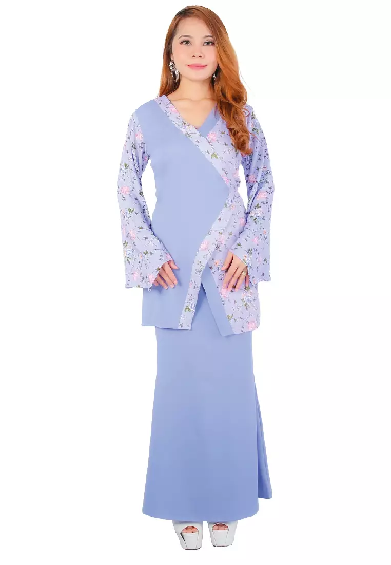 Anggun Kurung Printed Rosa - BLUE IRIS