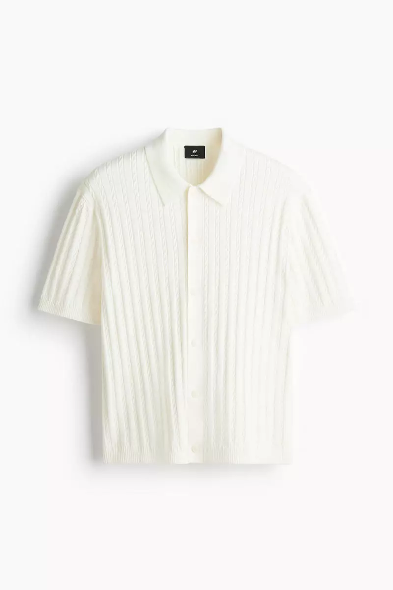 Regular Fit Cable-knit short-sleeved shirt