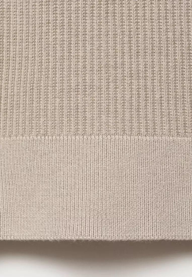 Ribbed Sweater With Zip Neck
